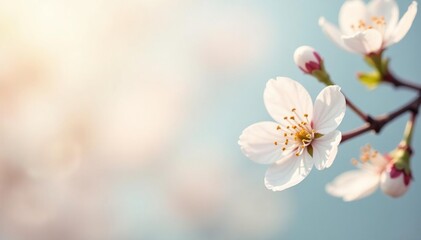 Wall Mural - delicate white blossoms against pure backdrop, wild, white flowers, macro