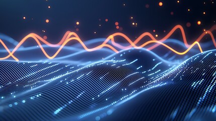 Wall Mural - abstract data waves, digital landscape