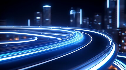 Wall Mural - futuristic city platform, light trails
