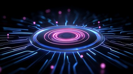 Wall Mural - Futuristic digital circuit center