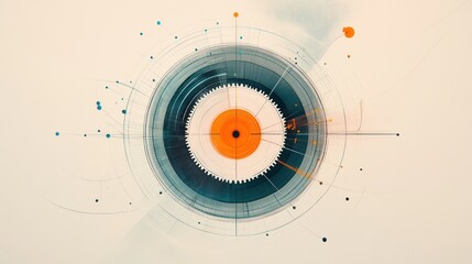 Abstract digital gear interface, futuristic background, possible use for technology concept, or website design