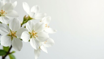 Wall Mural - delicate white blossoms against a pure white background, white, background