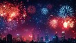 © Rena - Fireworks display over city skyline at night (2)