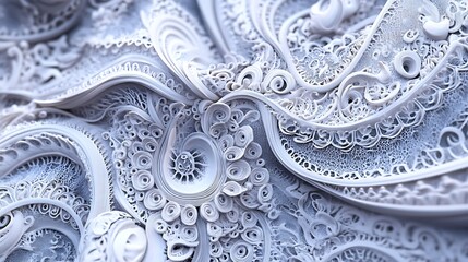 abstract white organic swirls, intricate pattern