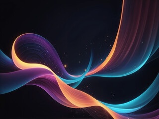 Wall Mural - abstract glow modern wave of musical sounds. smooth information transfer on dark