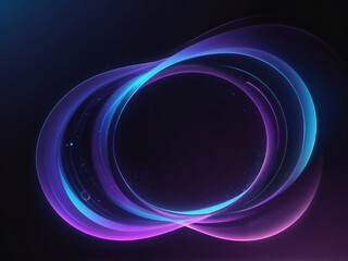 Wall Mural - Abstract glow modern circles lines wavy in round frame smooth flowing dynamic blue purple gradient light on dark background