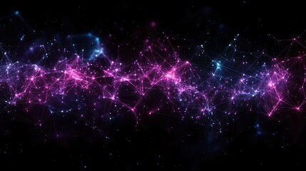 Abstract network data flow, night sky backdrop, digital technology