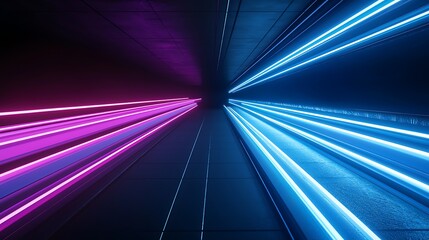 Wall Mural - neon tunnel, futuristic corridor