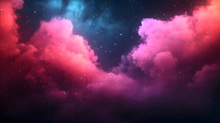 Wall Mural - dreamy pink and blue night sky with stars and cloudscape cosmic background fantasy nebula