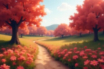 Wall Mural - abstract blurred landscape, soft focus effect, photo, peaceful