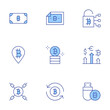 © Blockfine - Bitcoin icons set. Line Duotone style, editable stroke. pendrive, locker, currencies, blockchain, bitcoin, exchange