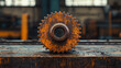 © SM Graphics - A close-up of rusty machinery setting on a dirty factory floor, hinting at a hard-working past in a factory or workshop.