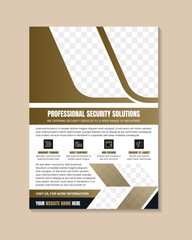 Wall Mural - professional security service flyer template for home or office. gold and black element of trendy sa