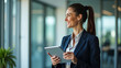 © HaJung - Smiling Mature Businesswoman Bank Manager with Digital Tablet in Office - Professional Female Executive Concept with Copy Space for Additional Elements in Stock Photo