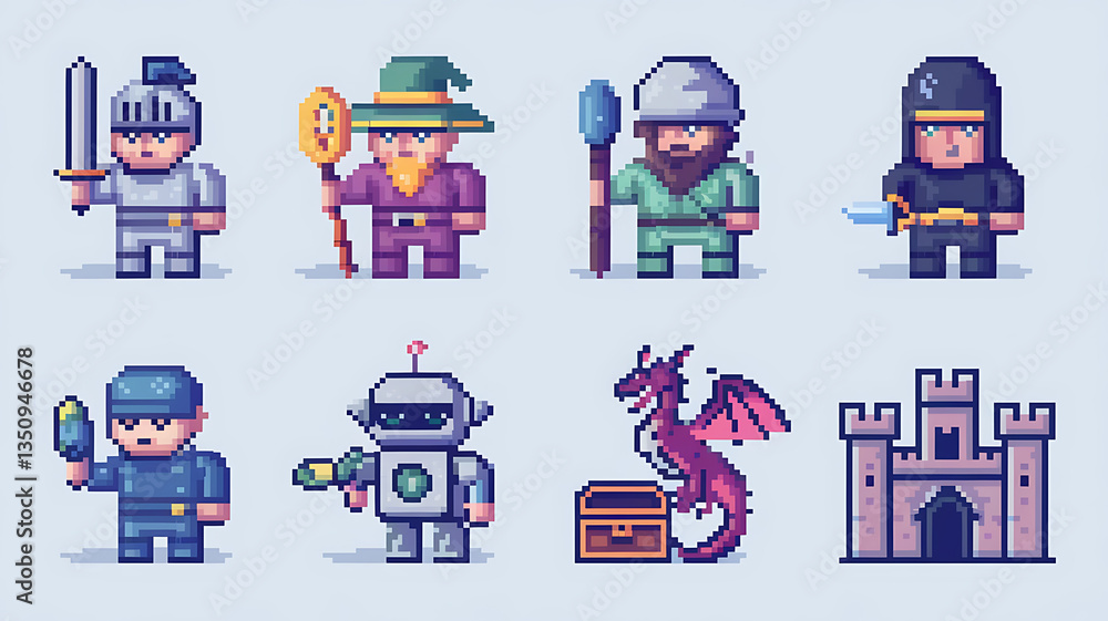 Pixel art fantasy characters and objects Medieval RPG assets Game ...