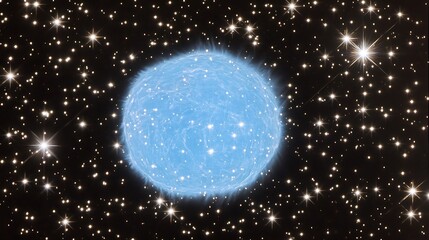 Wall Mural - A radiant blue celestial body surrounded by numerous distant stars