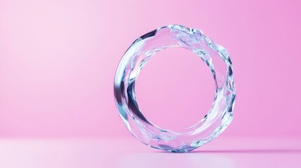 Abstract Liquid Ring on Pink Background