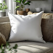 © praewpailyn - cozy living room scene featuring soft pillow on textured sofa creates warm and inviting atmosphere perfect for relaxation. This mockup showcases pillow elegant design