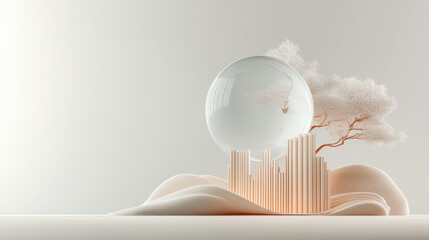 Wall Mural - Modern Minimalist Design with Spherical Element and Abstract Tree