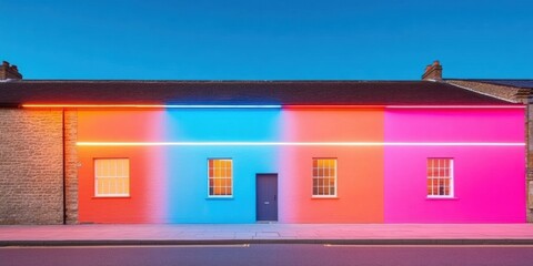 Aufkleber - Chromatic Urban Renewal Vibrant Gradient Architectural Transformation Showcasing Creative Placemaking and Next-Gen Neighborhood Revitalization Strategies