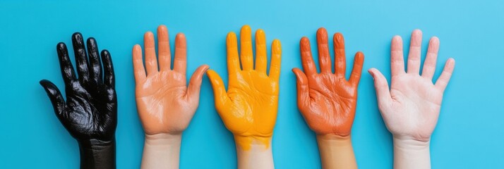 Poster - Vibrant Digital Diversity Showcase Multicultural Hands Collection Highlighting Inclusive Design, Brand Representation, and Creative Visual Storytelling
