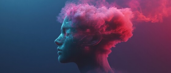 Aufkleber - Cybernetic Mindscape Immersive Digital Identity Visualization - Gen Z Emotional Intelligence and Neurotech Aesthetic for Creative Consciousness Exploration