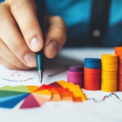 Aufkleber - Dynamic Financial Analytics Vibrant Data Visualization for Next-Gen Business Intelligence, Empowering Strategic Decision-Making with Color-Coded Performance Metrics