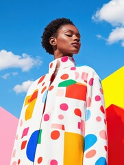 Poster - Vibrant Color-Block Fashion Editorial Gen Z Empowerment Through Bold Geometric Design, Celebrating Inclusive Creativity and Expressive Contemporary Style