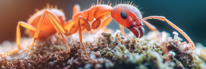 Poster - Biomimetic Engineering Insights High-Res Macro Red Ant Collaboration - Sustainable Design and Adaptive Systems Innovation in Natures Architectural Strategies