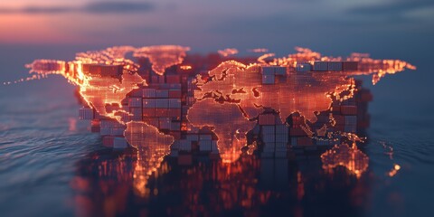 Aufkleber - Illuminating Global Finance Money Smart Week Digital Trade Visualization with Holographic Logistics Networks for Strategic Market Expansion