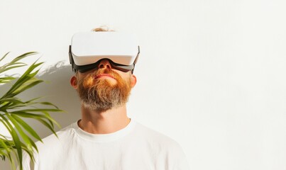 Leinwandbilder - Immersive Tech Reimagines Living Millennial Professional Explores Virtual Home Design with Cutting-Edge VR Spatial Innovation in Minimalist Urban Setting