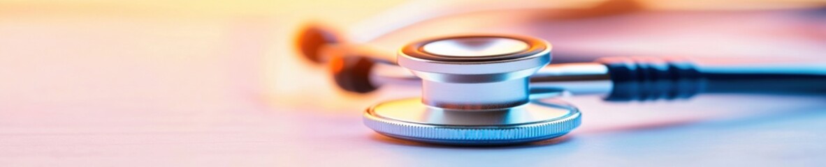 Poster - Precision Medical Technology Minimalist Stethoscope in Soft Gradient Light - Innovative Healthcare Diagnostics and Telemedicine Visual Branding