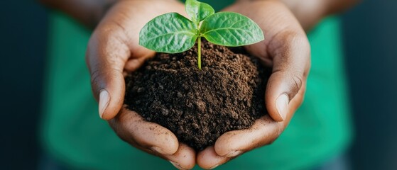 Poster - Regenerative ESG Narratives Eco-Conscious Hands Nurturing Green Innovation - Sustainable Business Growth and Corporate Environmental Responsibility
