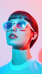 Aufkleber - Chromatic Gen Z Identity Vibrant Digital Aesthetic Portrait Exploring Futuristic Color Blocking, Minimalist Fashion, and Next-Gen Visual Expression