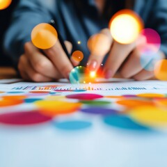 Fototapete - Dynamic Financial Analytics Immersive Data Visualization with Vibrant Bokeh Effect - Innovative Business Intelligence for Next-Gen Strategic Decision Making