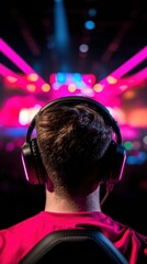 Aufkleber - Immersive Esports Experience Gen Z Gamer in Neon-Charged Arena - High-Performance Digital Competition Showcase for Next-Gen Interactive Entertainment