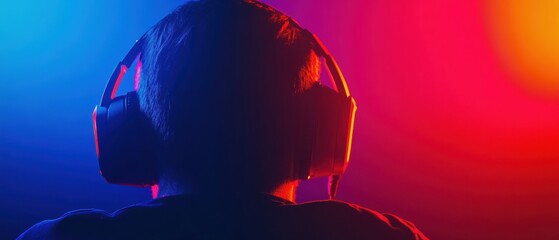 Aufkleber - Immersive E-Sports Cinematic Neon-Bathed Pro Gamer Silhouette Capturing Digital Competitions Electric Intensity for Next-Gen Entertainment Platforms