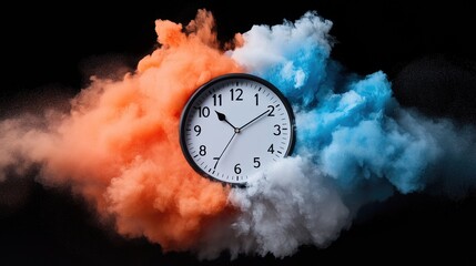 Aufkleber - Temporal Dynamics Ethereal Clock Visualization of Earths Cosmic Evolution - Cutting-Edge Climate Change and Time Perception Marketing Concept