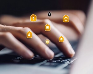 Fototapete - Quantum-Secure Digital Workspace AI-Enhanced Cybersecurity Visualization with Immersive Protection Interfaces for Modern Professionals