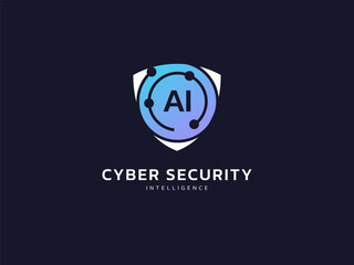 Wall Mural - cyber security intelligence data protection shield with letter ai circle technology analysis vector 