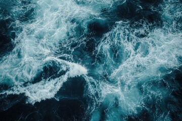 Wall Mural - Ocean waves crashing, textured surface.  Powerful, turbulent water