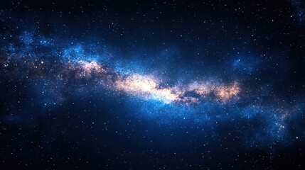 under the deep night sky, the stars are twinkling, the blue milky way is winding and spreading, and 