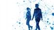 © mas - Abstract figures walking, network background, possible use for technology, communication