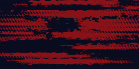 Wall Mural - Red halftone dots pattern, blue gradient grunge texture background. Luxury and modern pop art comic style vector illustration.