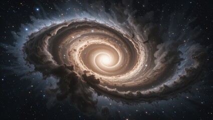 Wall Mural - enigmatic spiral galaxy with radiant core and ethereal dust clouds in the depths of space