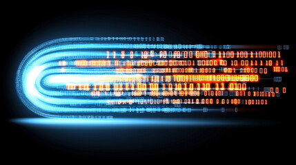 Canvas Print - digital data stream: a captivating visual of a digital data stream flowing with glowing binary code,