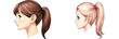 © 7sevenGr - Two girls, profile view, ponytail hairstyles isolated on white or transparent