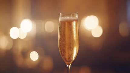 Aufkleber - A shimmering champagne flute filled with golden bubbly stands against a glittering gold backdrop, providing ample space for promotional text or branding elements