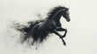© Jersco - A horse galloping silhouette, full of energy and motion, symbolizing wild beauty, centered on a white background