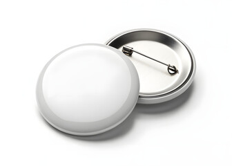 White pin button isolated on the white background, realistic button, 3d